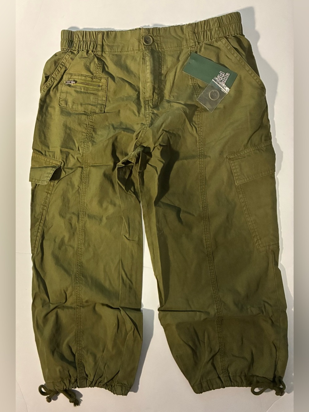 NWT Wild Fable cargo pants, size XS, olive green, drawstring hem